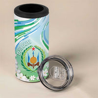 Personalised Djibouti 4 in 1 Can Cooler Tumbler Jabuuti Emblem With Jasmine