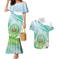 Personalised Djibouti Couples Matching Mermaid Dress and Hawaiian Shirt Jabuuti Emblem With Jasmine