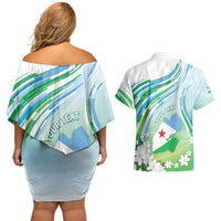 Personalised Djibouti Couples Matching Off Shoulder Short Dress and Hawaiian Shirt Jabuuti Emblem With Jasmine