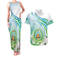 Personalised Djibouti Couples Matching Tank Maxi Dress and Hawaiian Shirt Jabuuti Emblem With Jasmine
