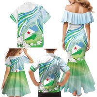 Personalised Djibouti Family Matching Mermaid Dress and Hawaiian Shirt Jabuuti Emblem With Jasmine