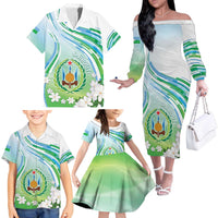 Personalised Djibouti Family Matching Off The Shoulder Long Sleeve Dress and Hawaiian Shirt Jabuuti Emblem With Jasmine
