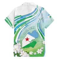 Personalised Djibouti Family Matching Off The Shoulder Long Sleeve Dress and Hawaiian Shirt Jabuuti Emblem With Jasmine