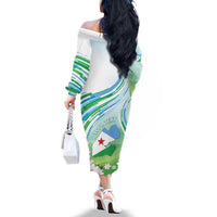 Personalised Djibouti Family Matching Off The Shoulder Long Sleeve Dress and Hawaiian Shirt Jabuuti Emblem With Jasmine