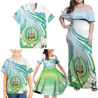 Personalised Djibouti Family Matching Off Shoulder Maxi Dress and Hawaiian Shirt Jabuuti Emblem With Jasmine