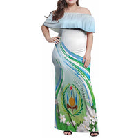 Personalised Djibouti Family Matching Off Shoulder Maxi Dress and Hawaiian Shirt Jabuuti Emblem With Jasmine