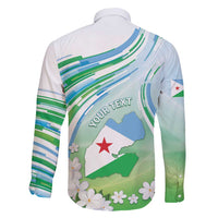 Personalised Djibouti Family Matching Off Shoulder Short Dress and Hawaiian Shirt Jabuuti Emblem With Jasmine