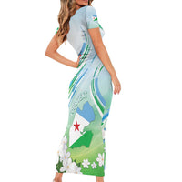 Personalised Djibouti Family Matching Short Sleeve Bodycon Dress and Hawaiian Shirt Jabuuti Emblem With Jasmine