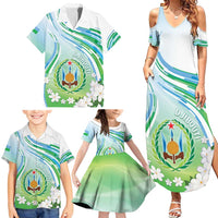 Personalised Djibouti Family Matching Summer Maxi Dress and Hawaiian Shirt Jabuuti Emblem With Jasmine