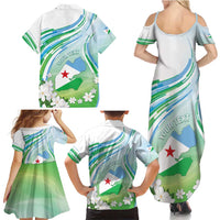 Personalised Djibouti Family Matching Summer Maxi Dress and Hawaiian Shirt Jabuuti Emblem With Jasmine
