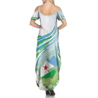 Personalised Djibouti Family Matching Summer Maxi Dress and Hawaiian Shirt Jabuuti Emblem With Jasmine