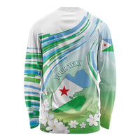 Personalised Djibouti Long Sleeve Shirt Jabuuti Emblem With Jasmine