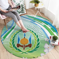 Djibouti Round Carpet Jabuuti Emblem With Jasmine