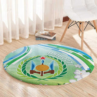 Djibouti Round Carpet Jabuuti Emblem With Jasmine