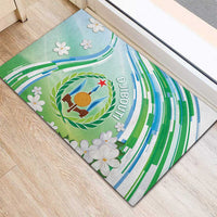 Djibouti Rubber Doormat Jabuuti Emblem With Jasmine