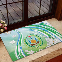 Djibouti Rubber Doormat Jabuuti Emblem With Jasmine
