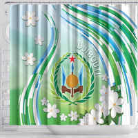 Djibouti Shower Curtain Jabuuti Emblem With Jasmine