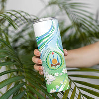 Personalised Djibouti Skinny Tumbler Jabuuti Emblem With Jasmine