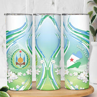 Personalised Djibouti Skinny Tumbler Jabuuti Emblem With Jasmine