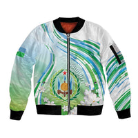 Personalised Djibouti Sleeve Zip Bomber Jacket Jabuuti Emblem With Jasmine