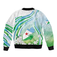 Personalised Djibouti Sleeve Zip Bomber Jacket Jabuuti Emblem With Jasmine