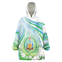 Personalised Djibouti Wearable Blanket Hoodie Jabuuti Emblem With Jasmine