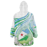 Personalised Djibouti Wearable Blanket Hoodie Jabuuti Emblem With Jasmine