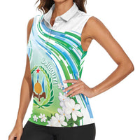 Personalised Djibouti Women Sleeveless Polo Shirt Jabuuti Emblem With Jasmine