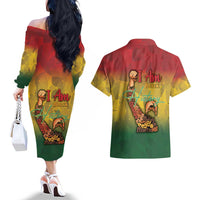 Black History Month Couples Matching Off The Shoulder Long Sleeve Dress and Hawaiian Shirt Africa I Am Black