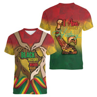 Black History Month Women V-Neck T-Shirt Africa I Am Black
