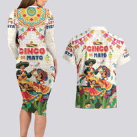 Mexico Cinco De Mayo Couples Matching Long Sleeve Bodycon Dress and Hawaiian Shirt Dancing Mexican