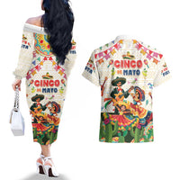 Mexico Cinco De Mayo Couples Matching Off The Shoulder Long Sleeve Dress and Hawaiian Shirt Dancing Mexican