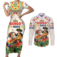 Mexico Cinco De Mayo Couples Matching Short Sleeve Bodycon Dress and Long Sleeve Button Shirt Dancing Mexican