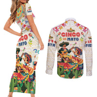 Mexico Cinco De Mayo Couples Matching Short Sleeve Bodycon Dress and Long Sleeve Button Shirt Dancing Mexican