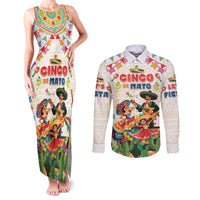 Mexico Cinco De Mayo Couples Matching Tank Maxi Dress and Long Sleeve Button Shirt Dancing Mexican