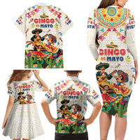 Mexico Cinco De Mayo Family Matching Long Sleeve Bodycon Dress and Hawaiian Shirt Dancing Mexican