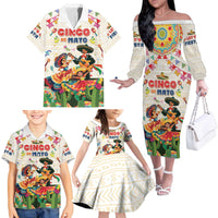 Mexico Cinco De Mayo Family Matching Off The Shoulder Long Sleeve Dress and Hawaiian Shirt Dancing Mexican