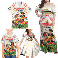Mexico Cinco De Mayo Family Matching Off Shoulder Maxi Dress and Hawaiian Shirt Dancing Mexican