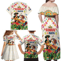 Mexico Cinco De Mayo Family Matching Off Shoulder Maxi Dress and Hawaiian Shirt Dancing Mexican