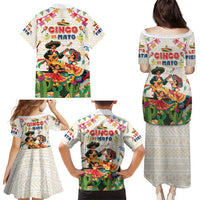 Mexico Cinco De Mayo Family Matching Puletasi and Hawaiian Shirt Dancing Mexican