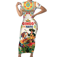 Mexico Cinco De Mayo Family Matching Short Sleeve Bodycon Dress and Hawaiian Shirt Dancing Mexican