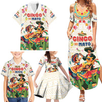 Mexico Cinco De Mayo Family Matching Summer Maxi Dress and Hawaiian Shirt Dancing Mexican