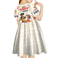 Mexico Cinco De Mayo Kid Short Sleeve Dress Dancing Mexican