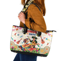 Mexico Cinco De Mayo Leather Tote Bag Dancing Mexican
