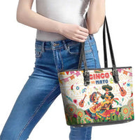 Mexico Cinco De Mayo Leather Tote Bag Dancing Mexican