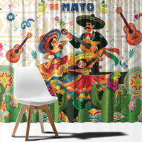 Mexico Cinco De Mayo Window Curtain Dancing Mexican