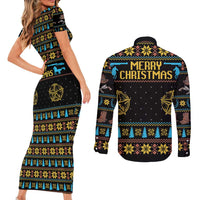 Cowboy Merry Christmas Couples Matching Short Sleeve Bodycon Dress and Long Sleeve Button Shirt DT04 - Wonder Print Shop