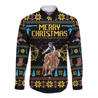 Cowboy Merry Christmas Long Sleeve Button Shirt DT04 - Wonder Print Shop