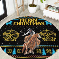 Cowboy Merry Christmas Round Carpet