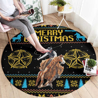 Cowboy Merry Christmas Round Carpet
